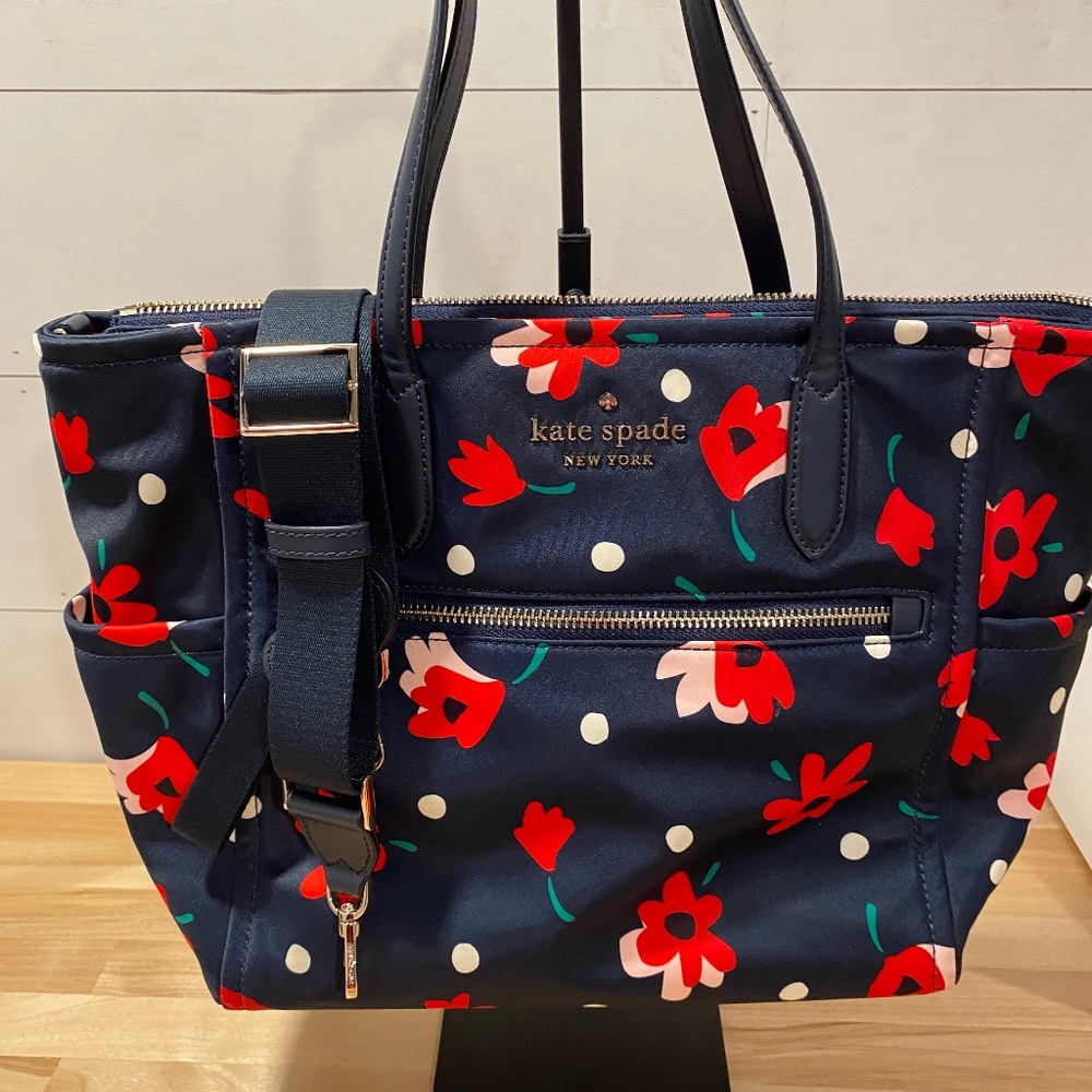 Kate Spade Navy Floral Nylon Tote